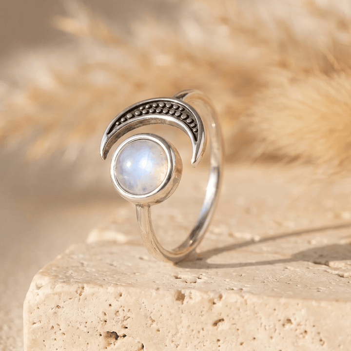 Bague Ajustable "Séléné" en Pierre de Lune