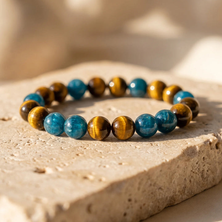Bracelet "Nouvel Élan" en Apatite & Oeil de Tigre