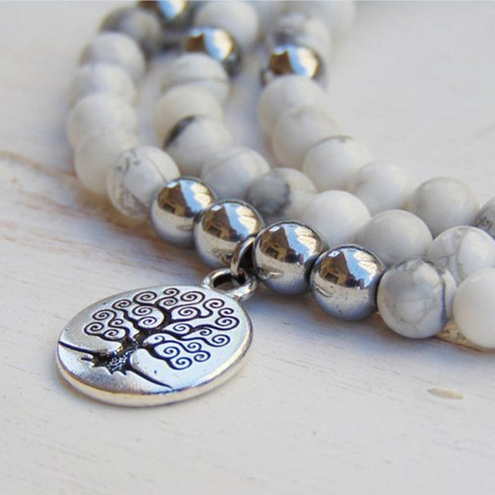 Bracelet Mala "Douceur Féminine" en Howlite
