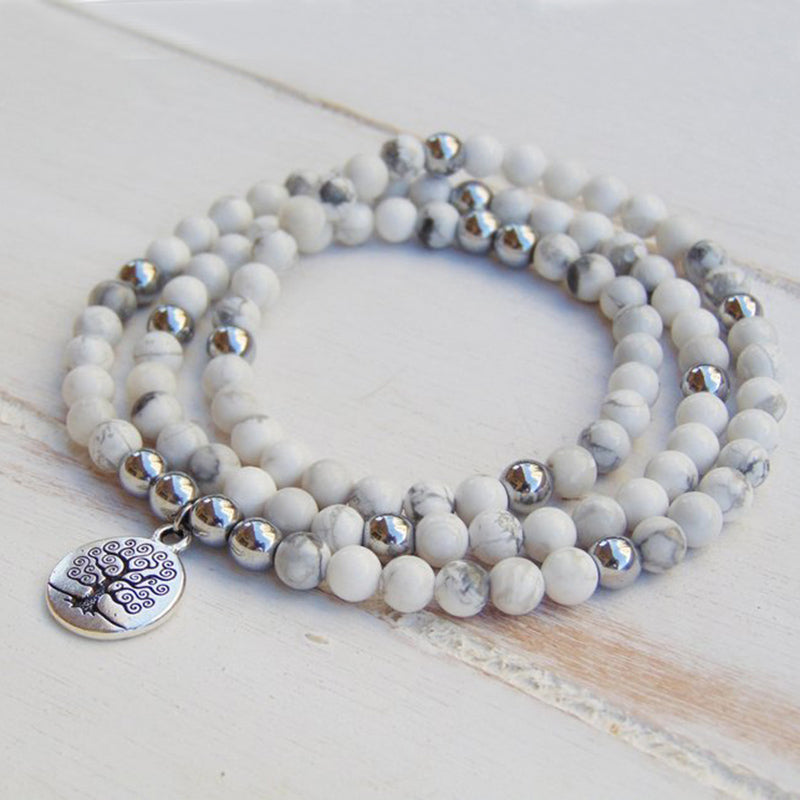 Bracelet Mala "Douceur Féminine" en Howlite