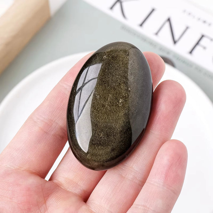 Galet "Ombre et Lumière" en Obsidienne Dorée