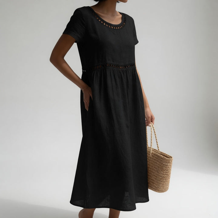 Robe Gabrielle| Robe mi-longue 100% coton brodée féminité douce