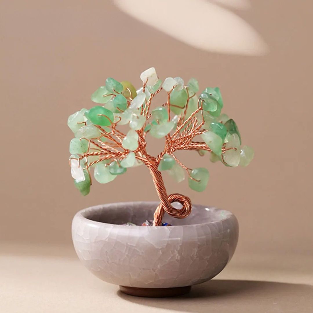 Arbre Décoratif Feng Shui en Éclats de Pierres Naturelles