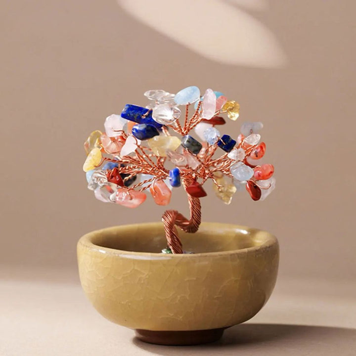 Arbre Décoratif Feng Shui en Éclats de Pierres Naturelles