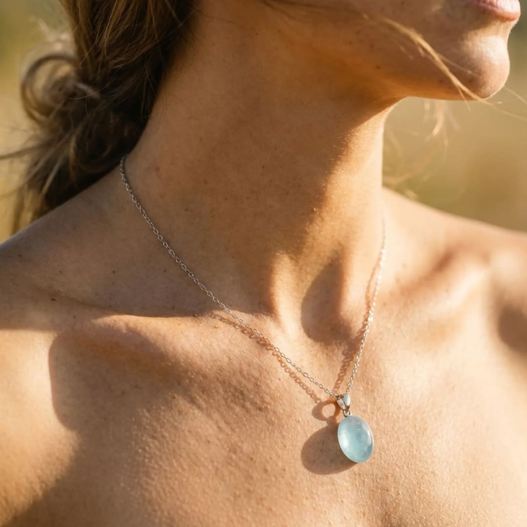 Pendentif "Calme Profond" en Aigue-Marine