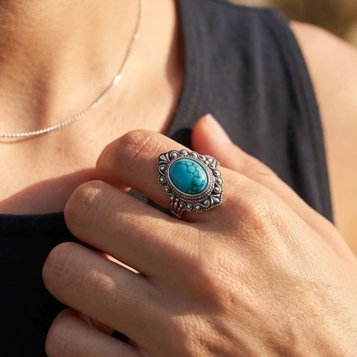 Bague "Ciel et Eau" en Turquoise