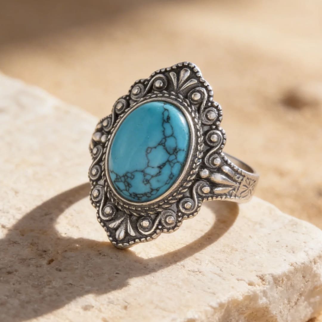 Bague "Ciel et Eau" en Turquoise