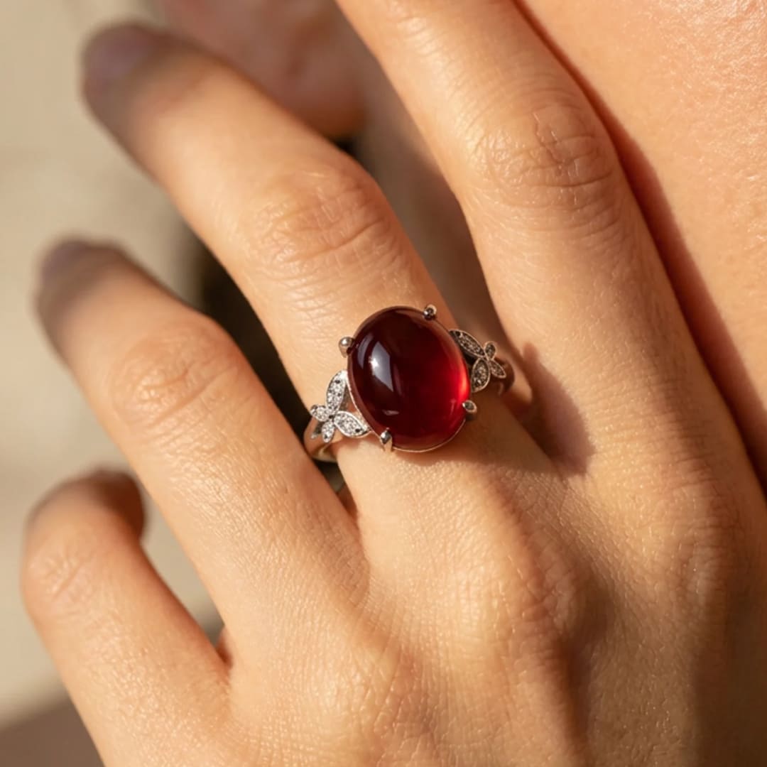 Bague Ajustable « Passion Souveraine » en Grenat