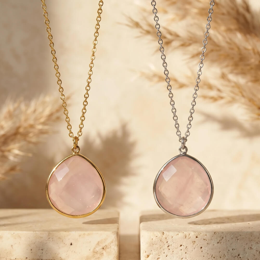 Pendentif "Douceur Infini" en Quartz Rose