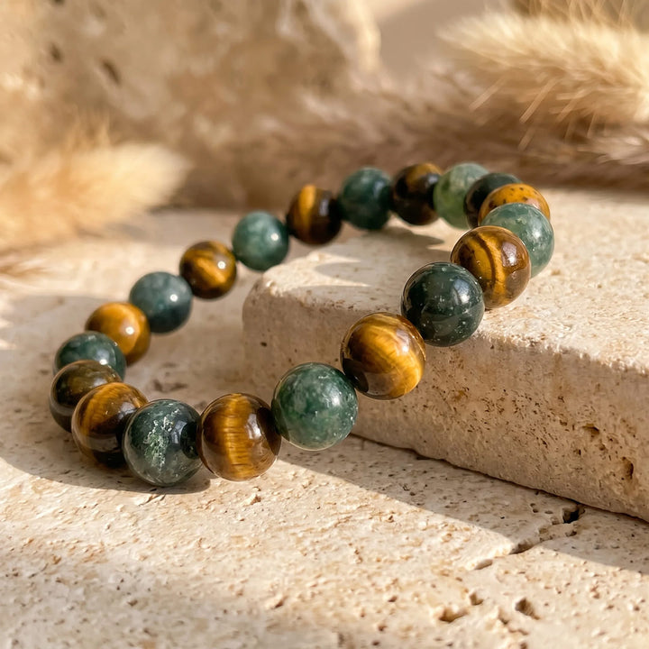 Bracelet "Équilibre & Protection" en Oeil de Tigre & Agate Mousse