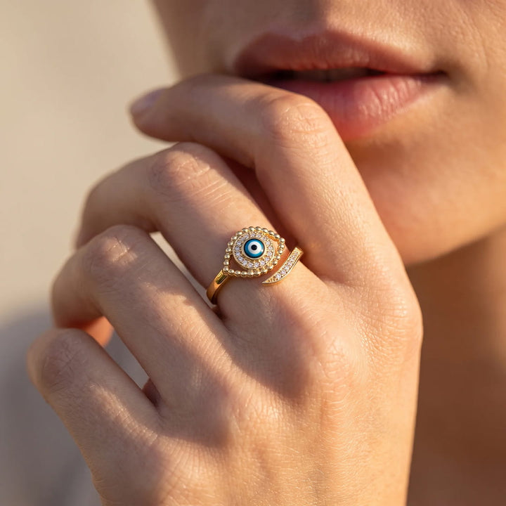 Bague Ajustable Oeil Bleu Porte-Bonheur