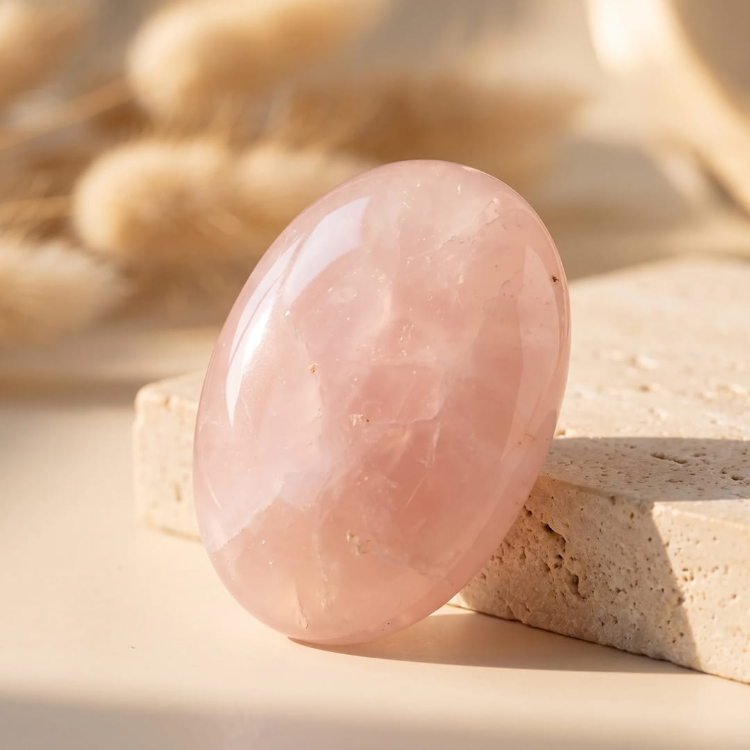 Galet "Cœur Tendre" en Quartz Rose