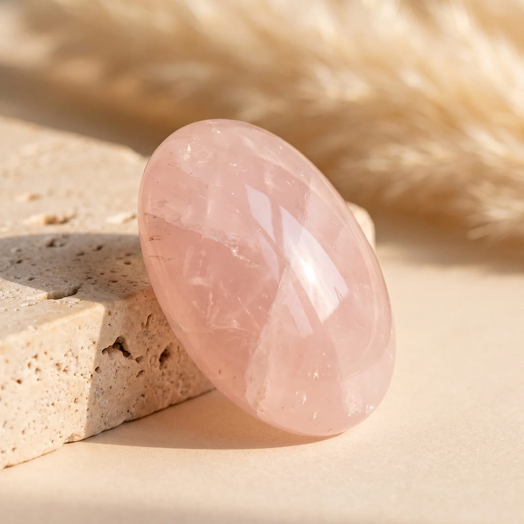 Galet "Cœur Tendre" en Quartz Rose