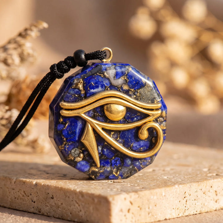 Pendentif Orgonite Oeil d'Horus en Éclats de Pierres