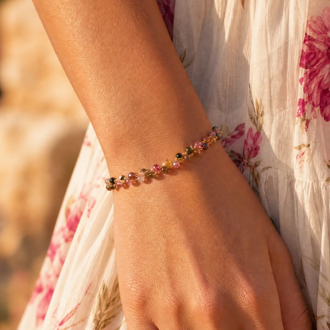 Bracelet Élégant en Tourmaline Multicolore
