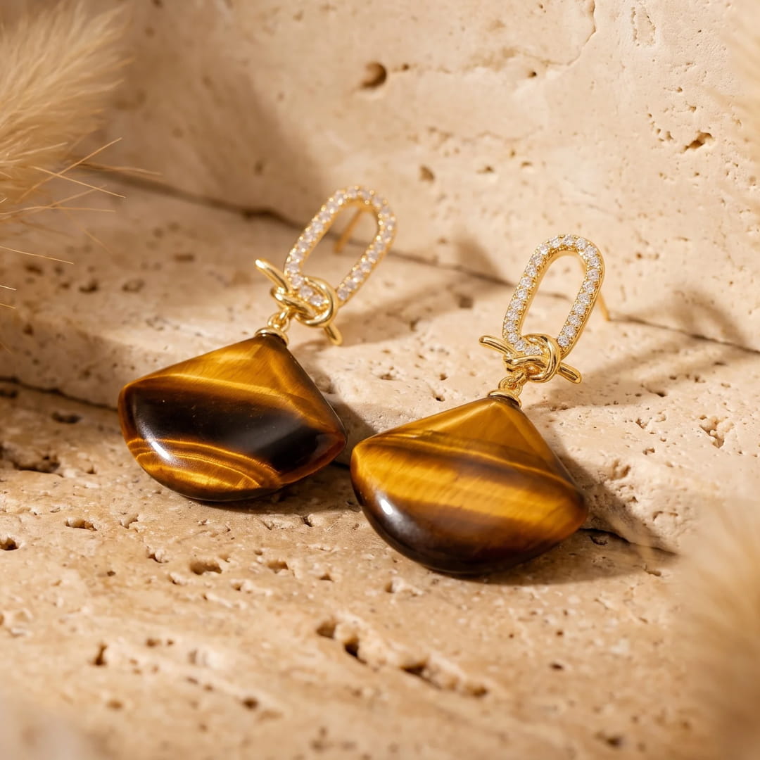 Boucles d'Oreilles Demi-Lune "Équilibre Intérieur" en Pierre Naturelle
