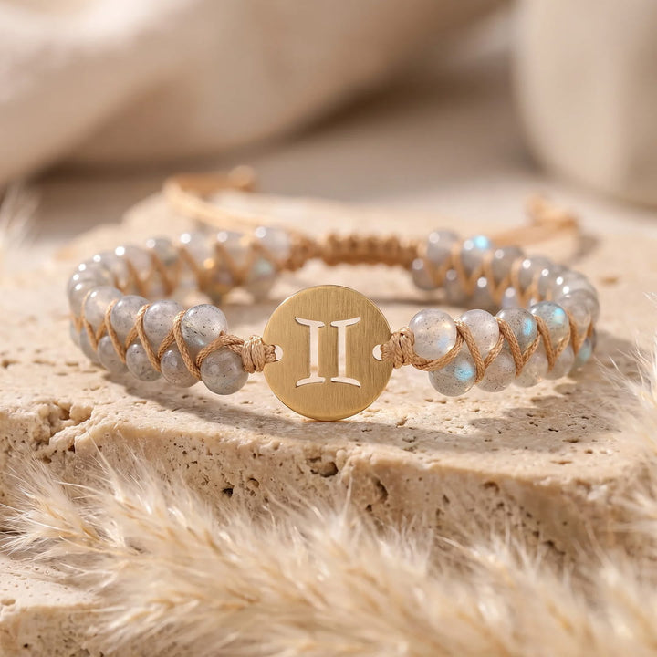 Bracelet Tressé "12 Constellations" en Pierres Naturelles