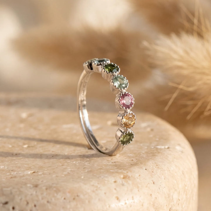 Bague Ajustable "Mangala" en Tourmaline multi-colore