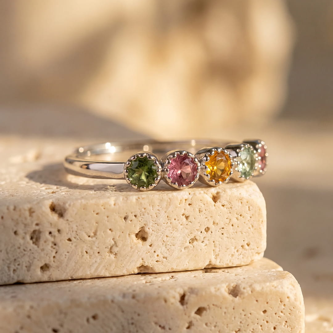 Bague Ajustable "Mangala" en Tourmaline multi-colore