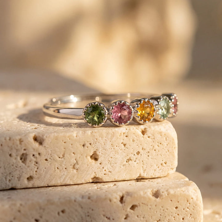 Bague Ajustable "Mangala" en Tourmaline multi-colore