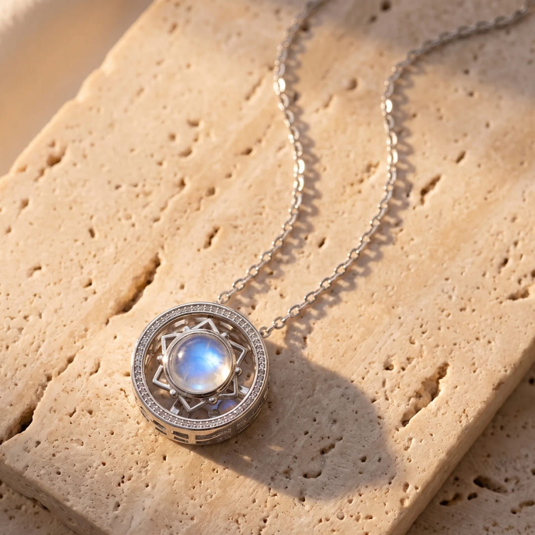 Pendentif Rotatif "Douceur des Émotions" en Pierre de Lune