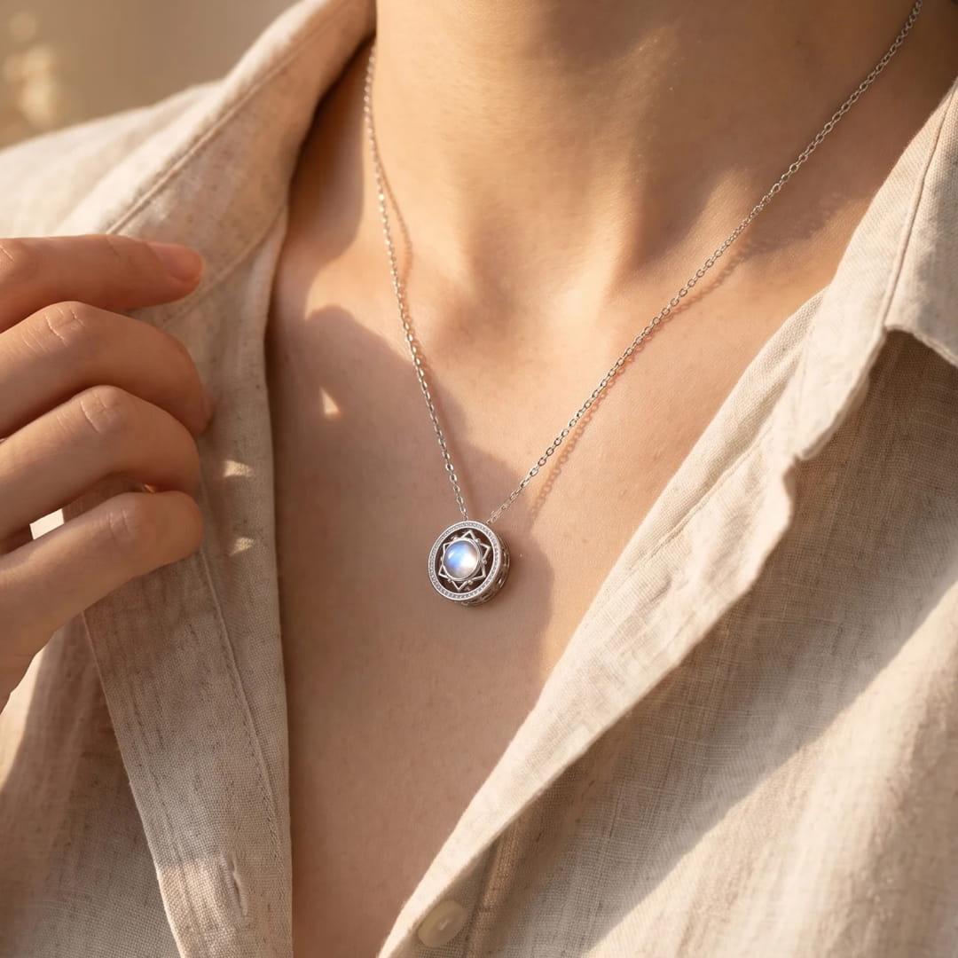 Pendentif Rotatif "Douceur des Émotions" en Pierre de Lune