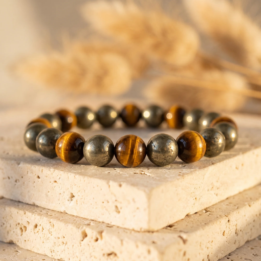 Bracelet "Feu Intérieur" en Pyrite & Oeil de tigre