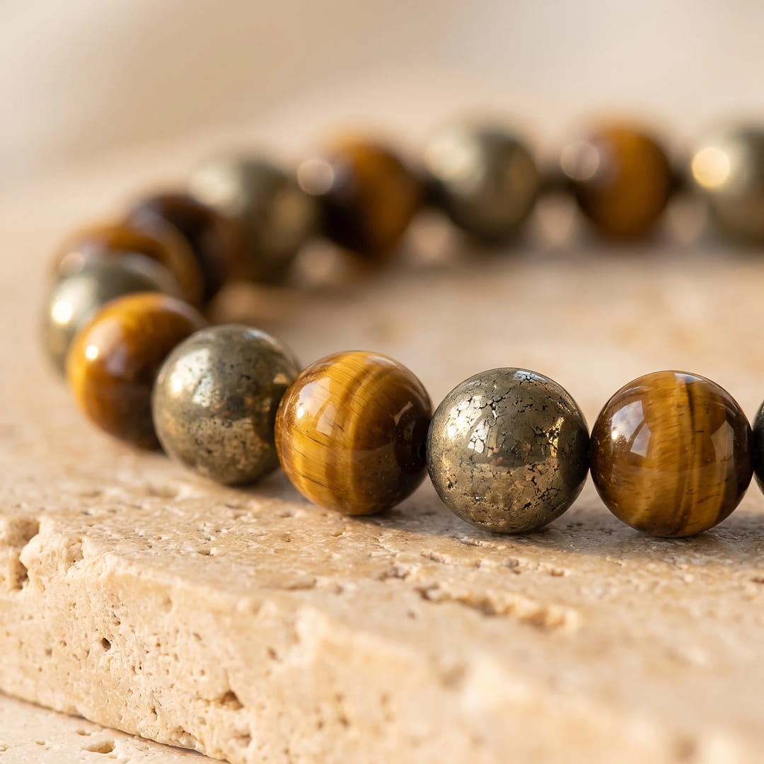 Bracelet "Feu Intérieur" en Pyrite & Oeil de tigre