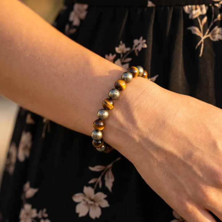 Bracelet "Feu Intérieur" en Pyrite & Oeil de tigre