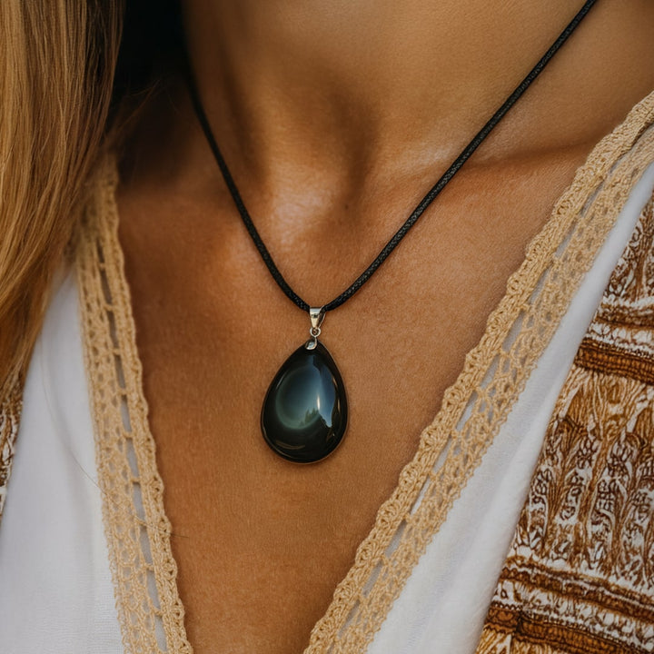 Pendentif Goutte en Obsidienne Oeil Céleste