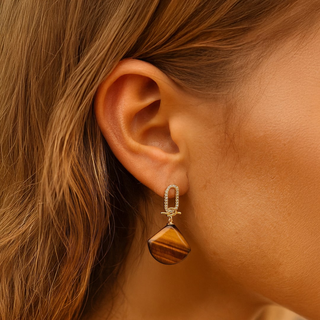 Boucles d'Oreilles Demi-Lune "Équilibre Intérieur" en Pierre Naturelle