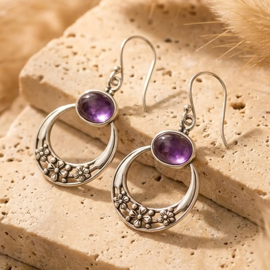 Boucles d’Oreilles "Sagesse Féminine" en Améthyste & Argent