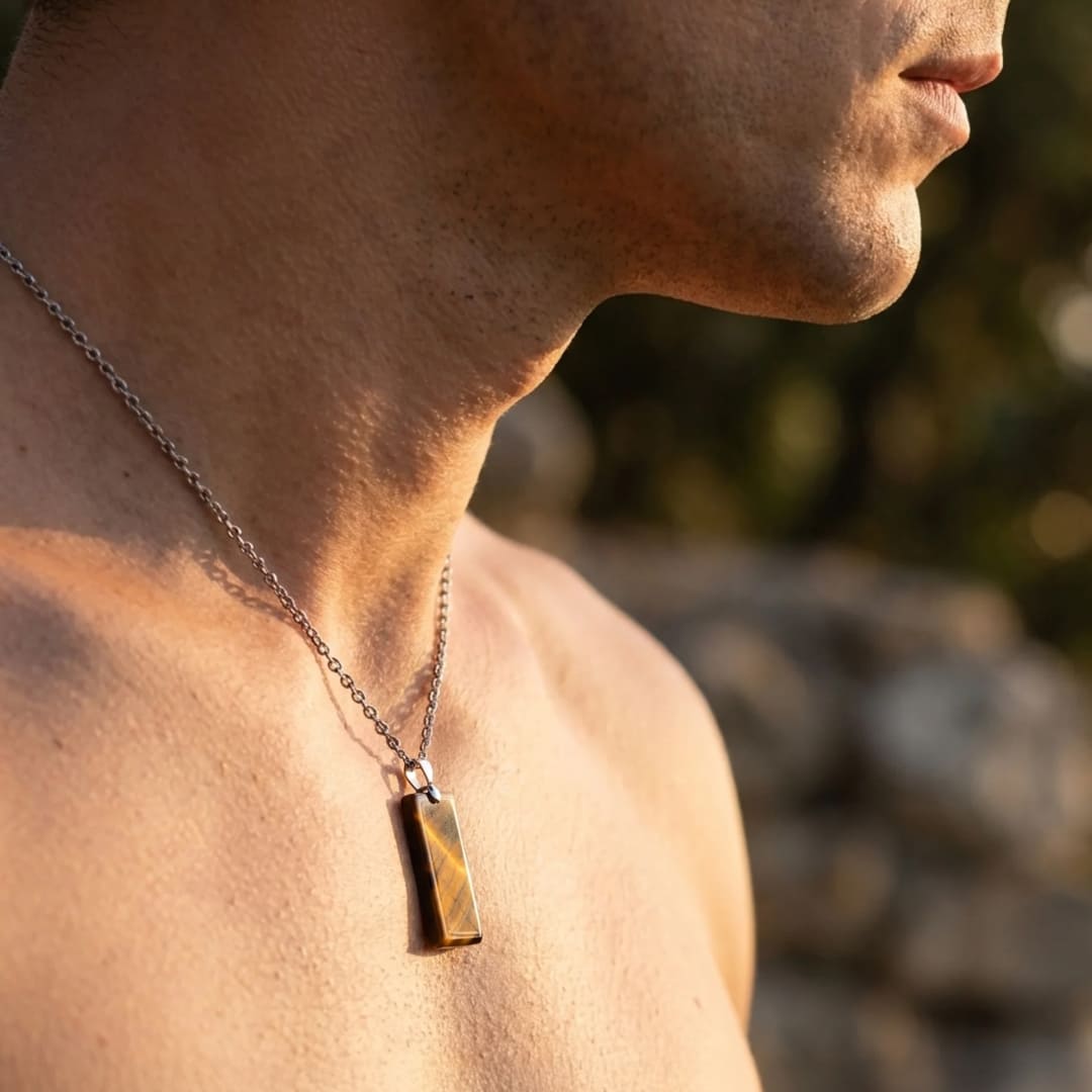 Pendentif "Élégance & Puissance" en Oeil de Tigre ou Obsidienne Noire