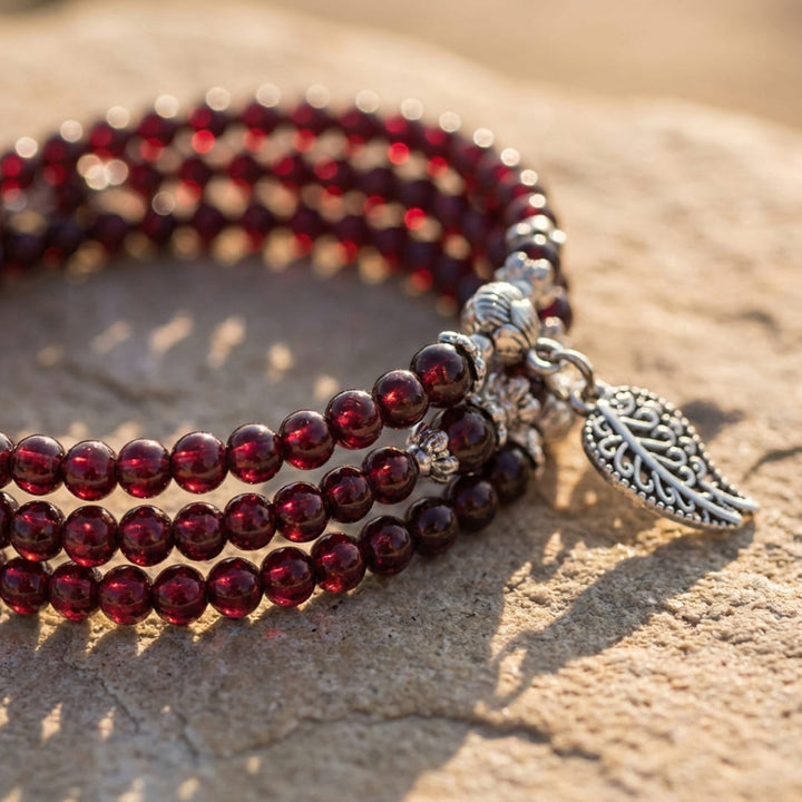 Bracelet Multi-tours "Abondance" en Grenat
