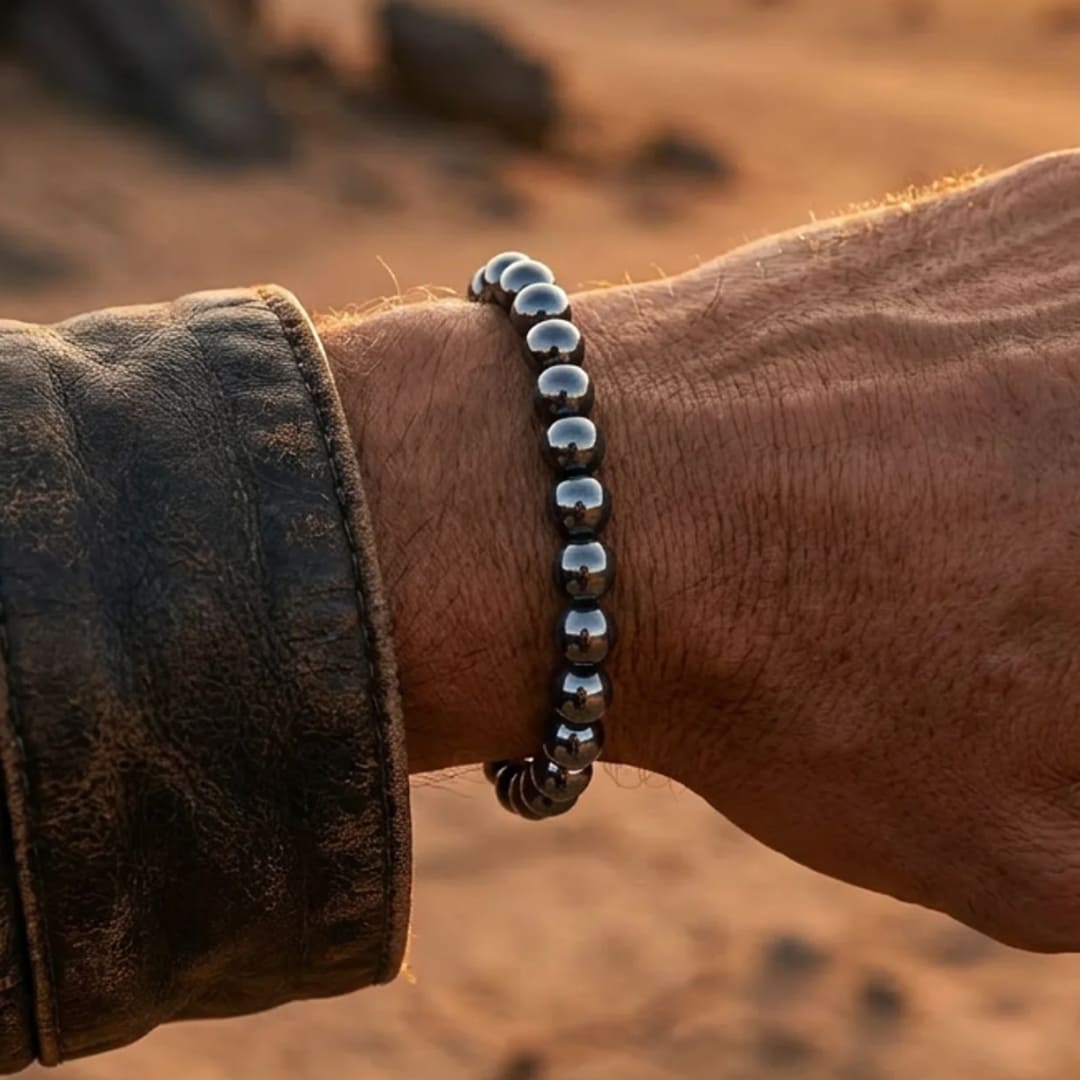 Bracelet "Symbole d'Ancrage" en Hématite
