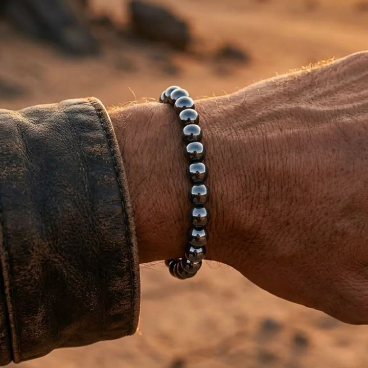 Bracelet "Symbole d'Ancrage" en Hématite