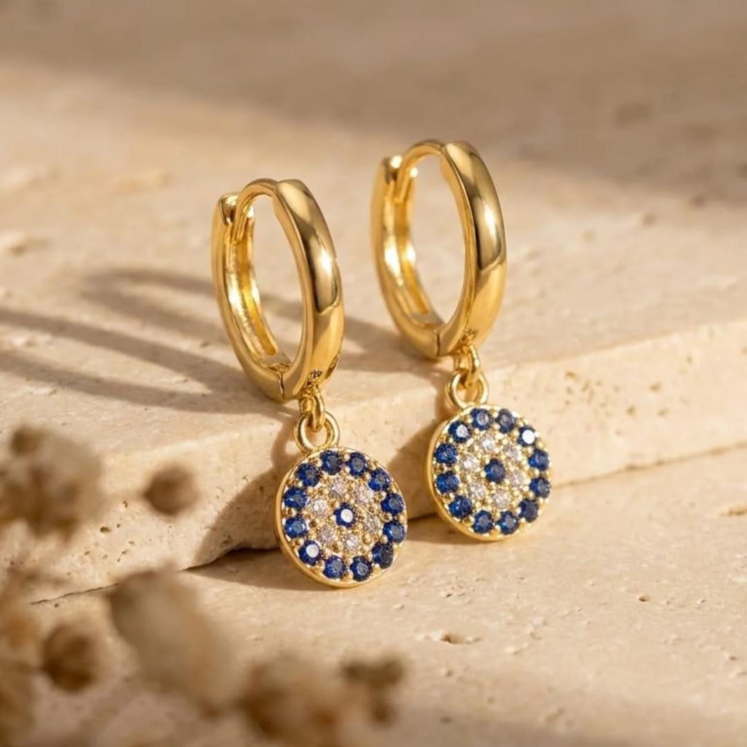 Boucles d'Oreilles "Œil Bleu" – Symbole Traditionnel de Protection