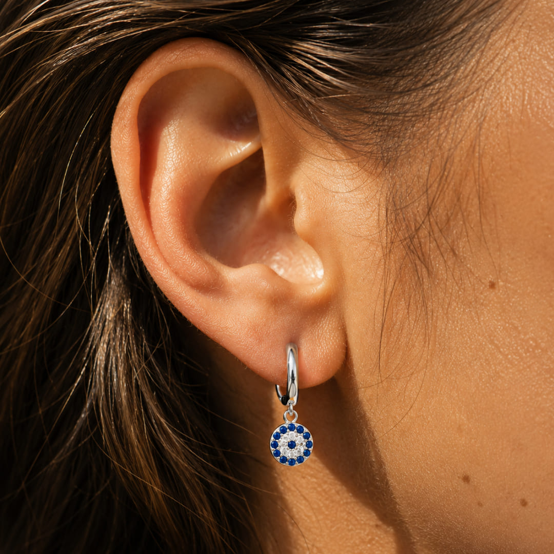 Boucles d'Oreilles "Œil Bleu" – Symbole Traditionnel de Protection