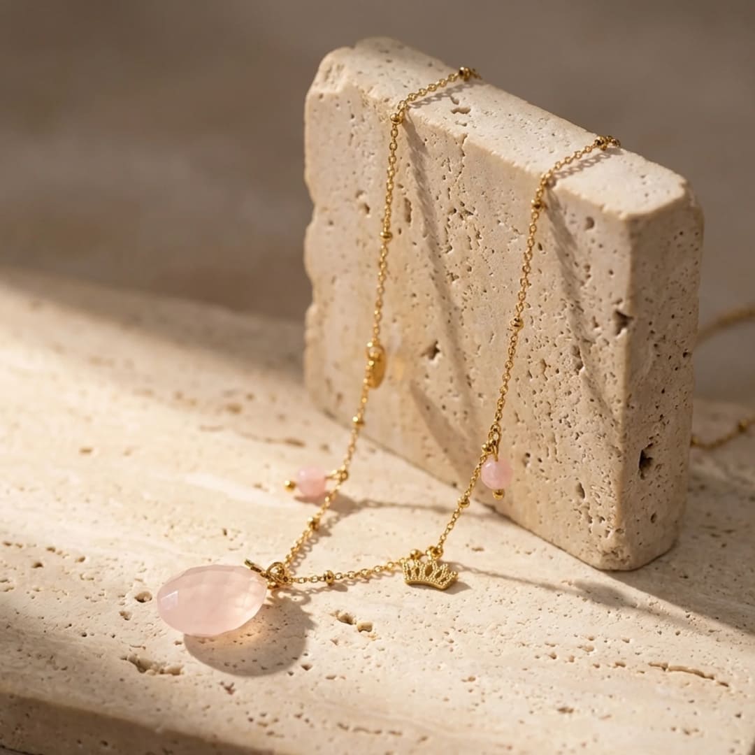 Collier "Cocon d'Amour" en Quartz Rose