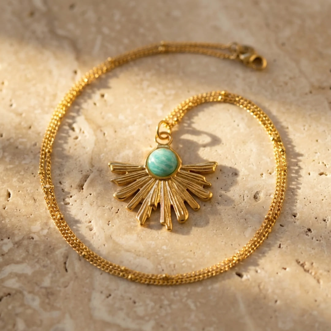 Pendentif "Rayons Zen" en Amazonite