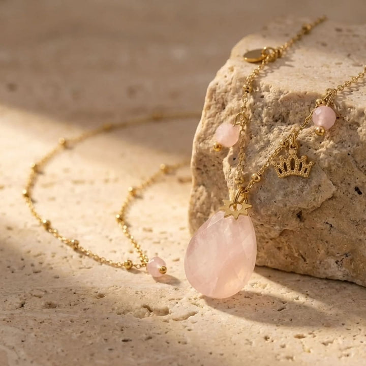 Collier "Cocon d'Amour" en Quartz Rose
