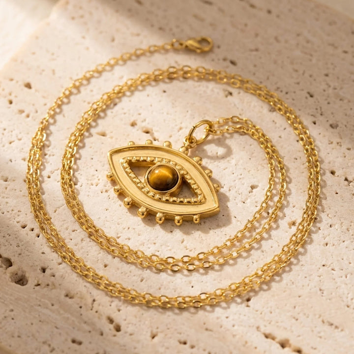 Collier "Mauvais Oeil" en Oeil de Tigre