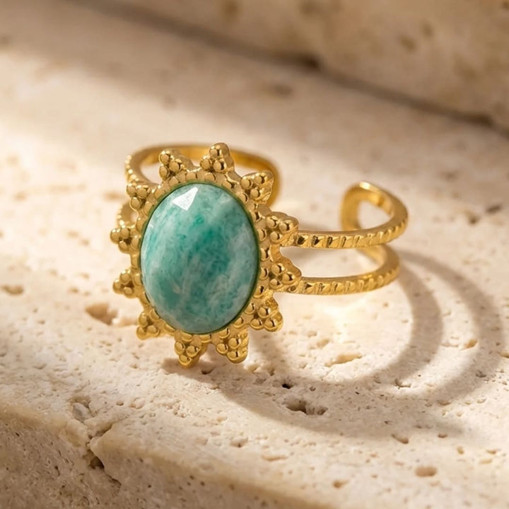 Bague "Éclat Floral" en Amazonite