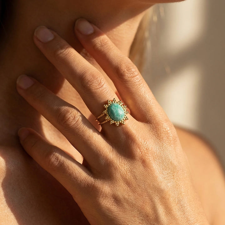 Bague "Éclat Floral" en Amazonite