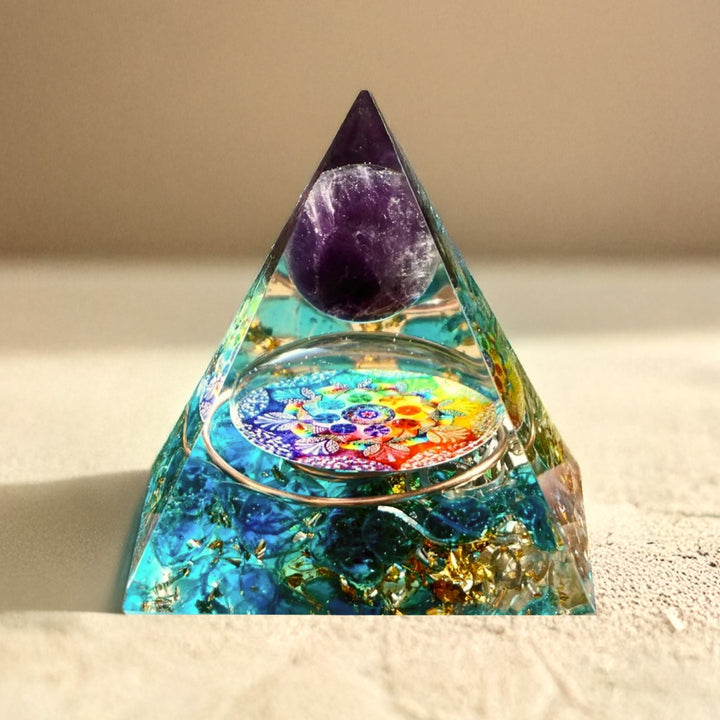 Orgonite "Refuge" en Améthyste & Quartz Bleu
