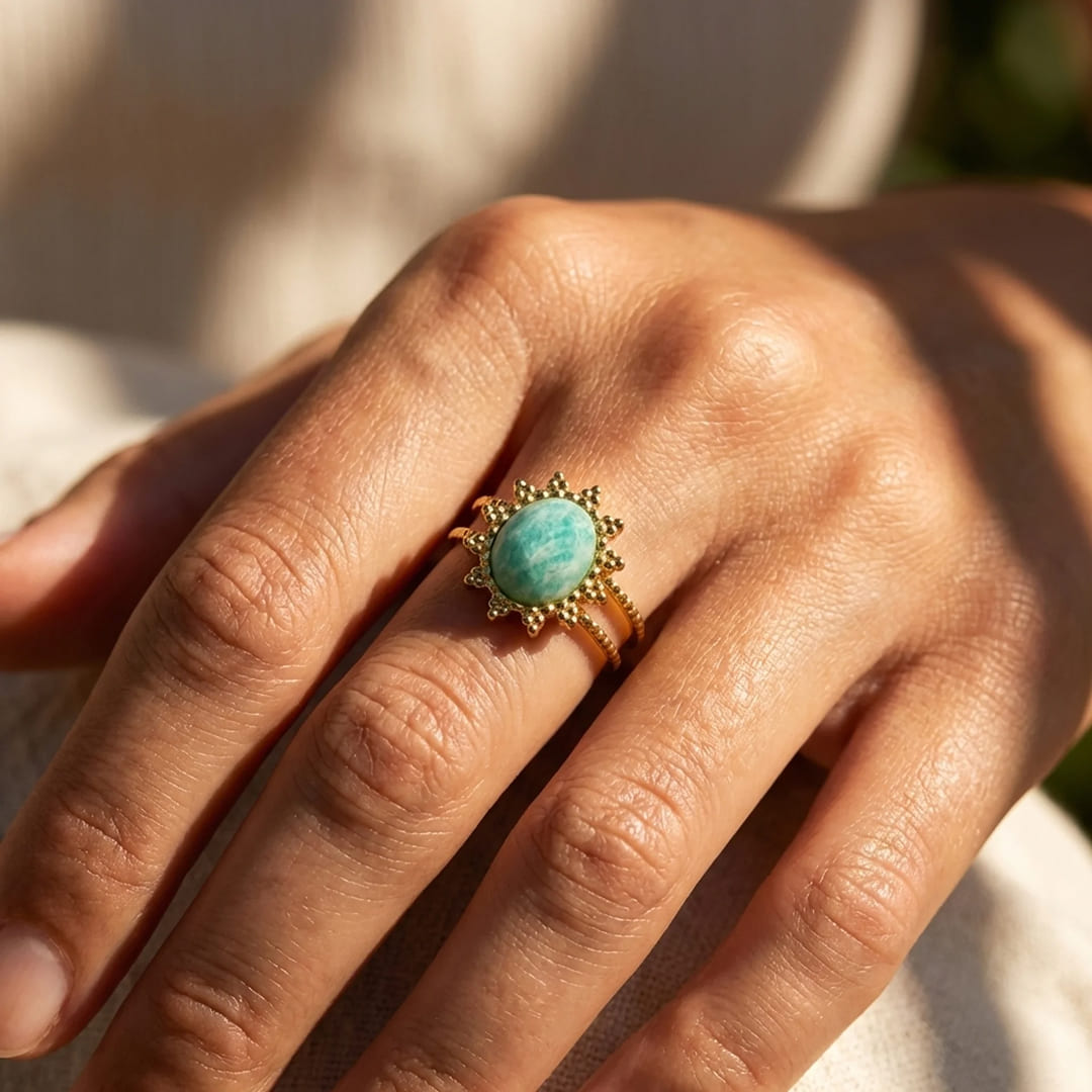 Bague "Éclat Floral" en Amazonite