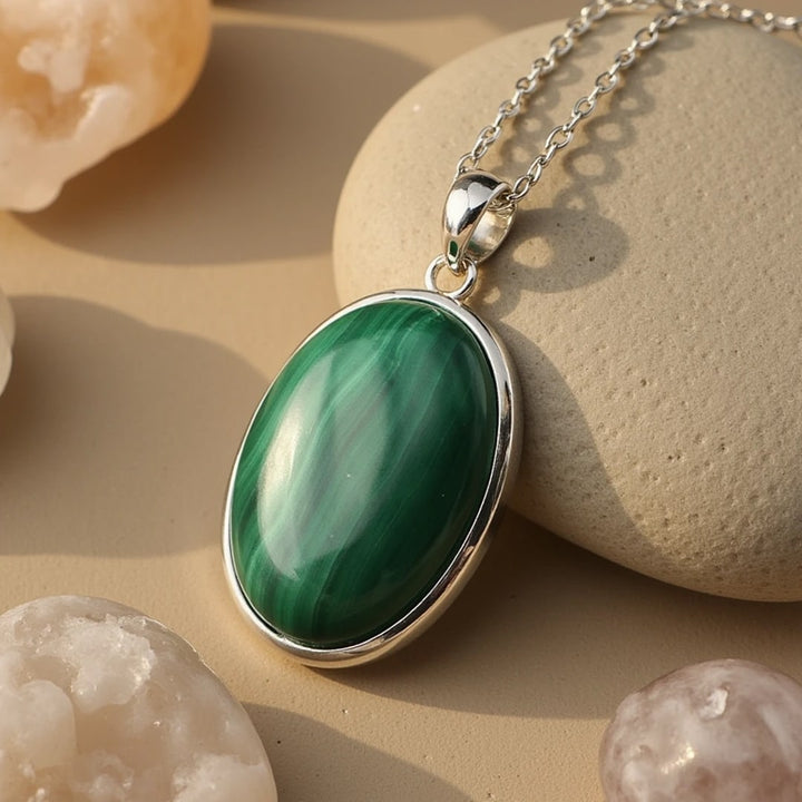 Pendentif “Renaissance Intérieure” en Malachite