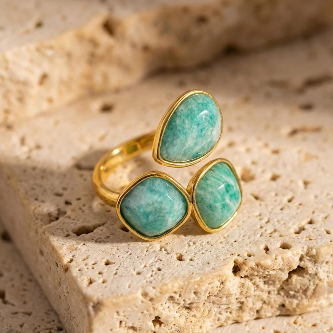 Bague "Triple Vague" en Amazonite