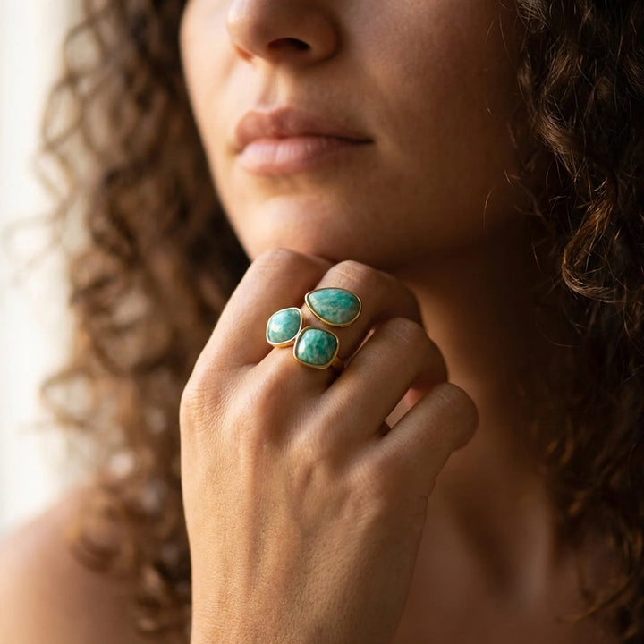 Bague "Triple Vague" en Amazonite