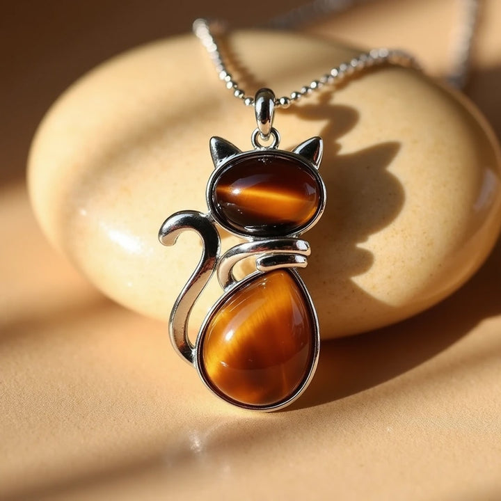 Pendentif Chat en Pierre Naturelle